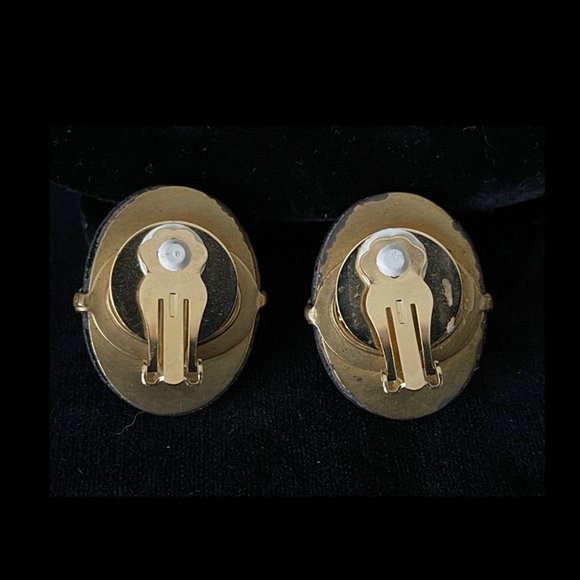 Patrice Style Tortoise Clip Earrings Vintage - Picture 2 of 2